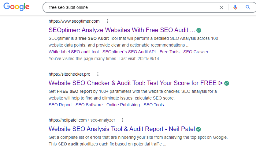 gratis seo audit online serp